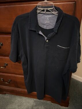 Tahari Men’s Dark Navy Polo with Chest Pocket